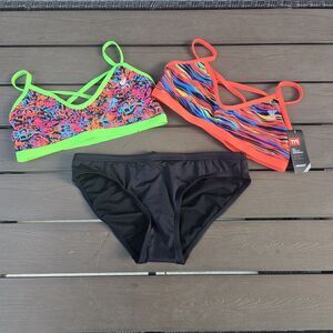 TYR Women's Mix & Match Trinityfit Black/multi Bikini Set Size XL New No Tag